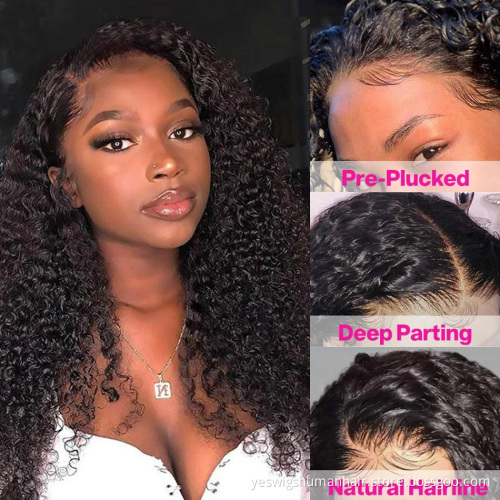 Raw Raw Brazilian Afro Curly Virgin Human Hair Hd Full Lace Front Wig Cheap Transparent Lace Closure Wig For Black Women Vendor